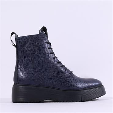 Wonders Bristol Platform Lace Ankle Boot - Navy Metallic